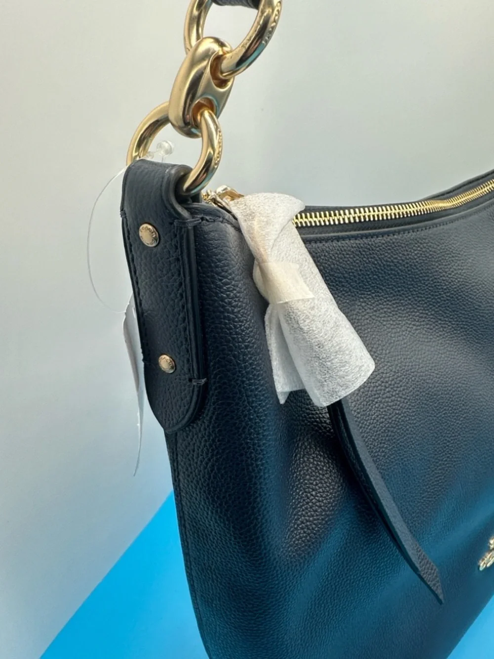NEW! COACH Skylar Pebbled Leather Hobo Bag in Midnight. New with tags.